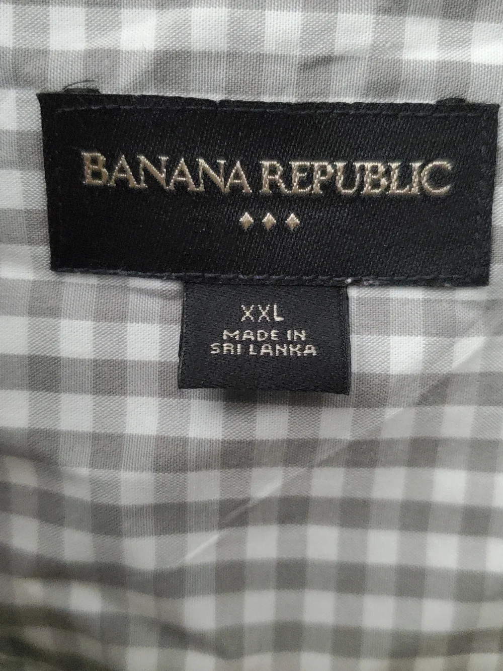 Banana Republic Gray & White Gingham Button-Down Shirt